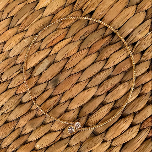 NWOT Gold and Diamond Stretchy Choker Necklace Costume Jewelry - Picture 1 of 5